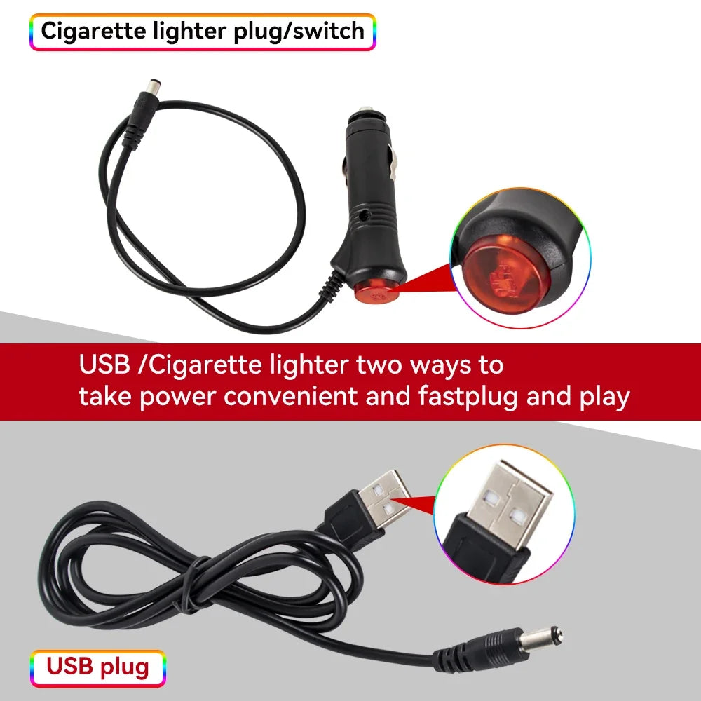 LEDS Universelles pour tout type de véhicule, USB/ Allume-Cigare